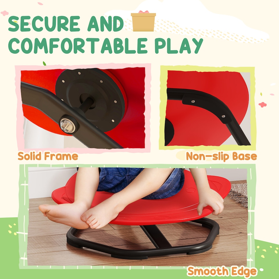 image 1 of AIYAPLAY Planet-Shaped Kids Swivel Chair, Sensory Spinning Chair, Red | Red