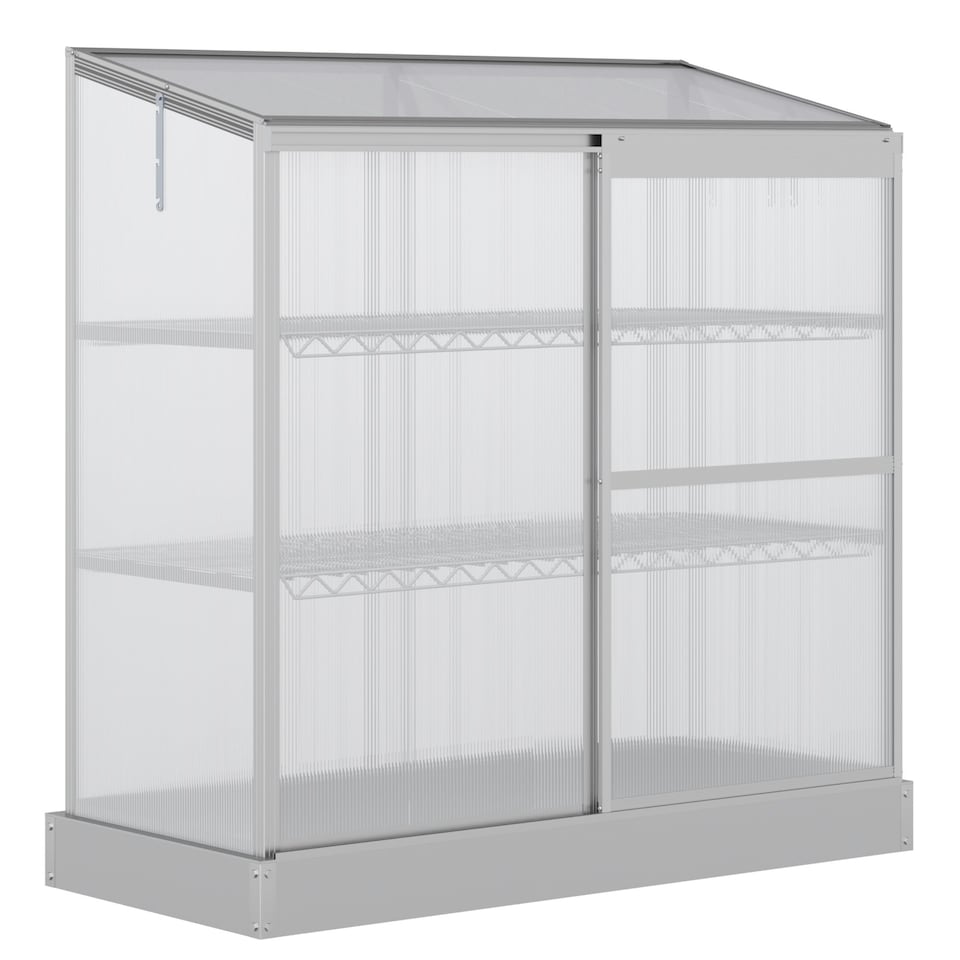 image 1 of Outsunny 4x2ft 3-Tier Greenhouse Outdoor Plant Grow Aluminium Frame w/ Roof Door