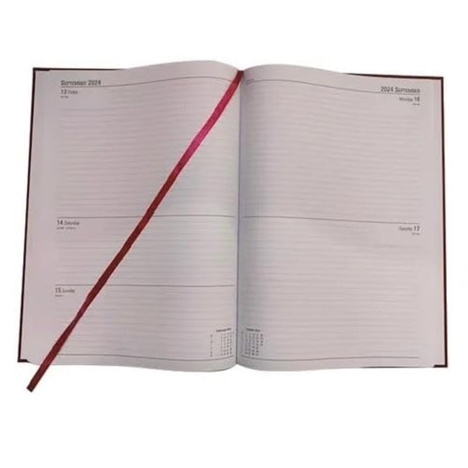 image 1 of 2024 A4 2 Days Per Page Burgundy Desk Diary