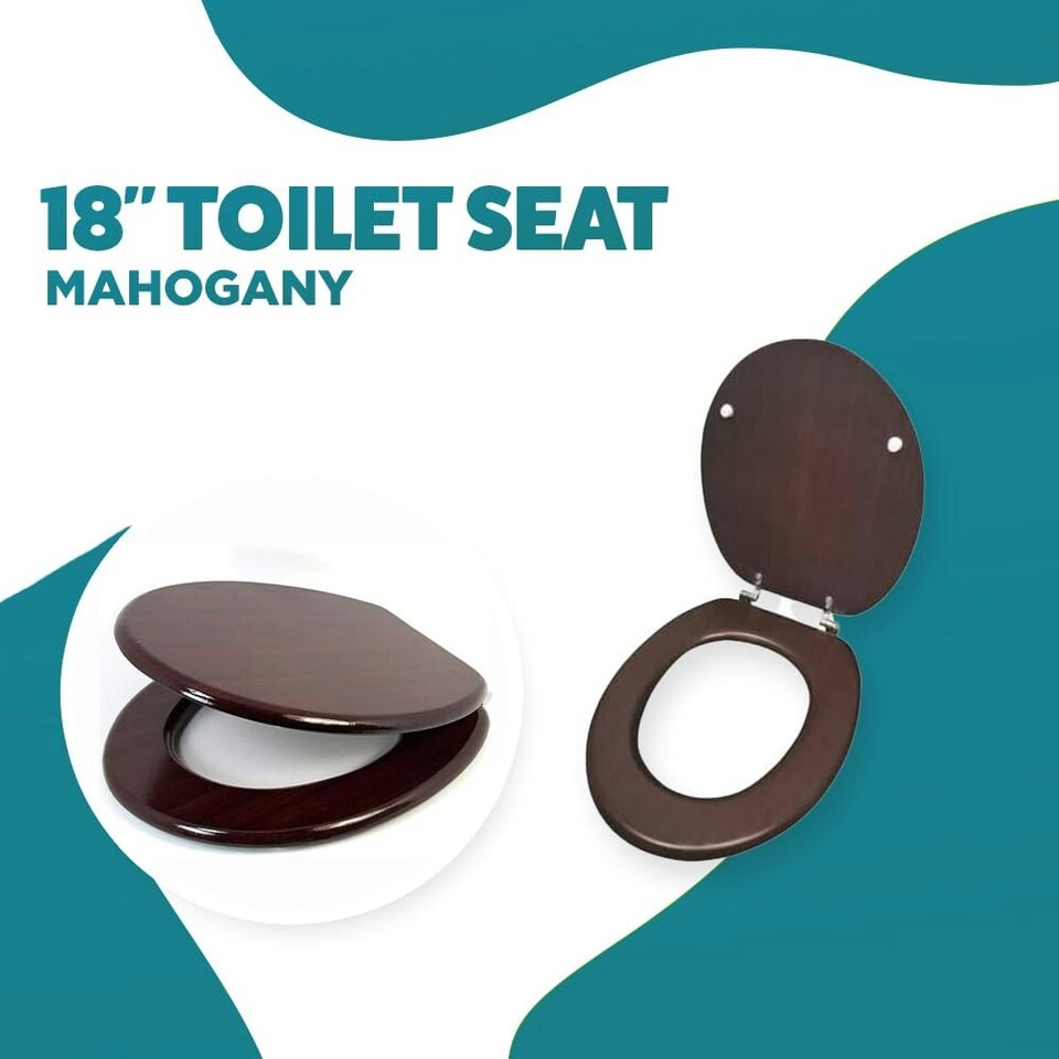 image 1 of Marco Paul Mahogany Wooden Toilet Seat 18" Brown