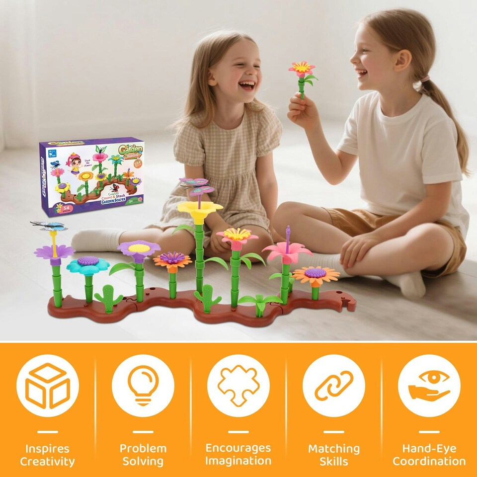image 1 of 54 PCS DIY Flower Garden Toy Creative Building & Planting Set for Girls