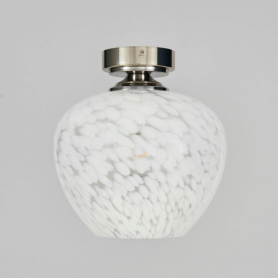 image 1 of BHS Agnes 1 Light Flush Ceiling Light, Nickel | Silver | Nickel | 1