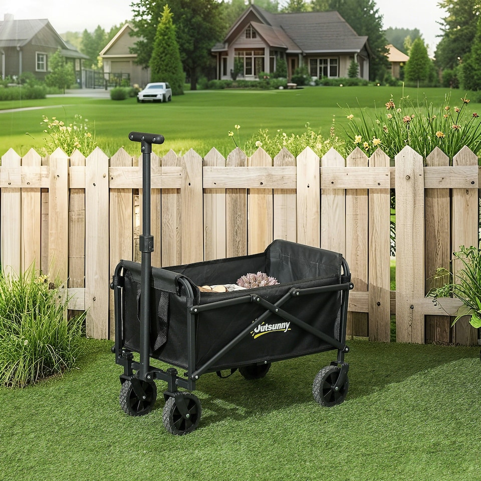 image 1 of Outsunny 41L Festival Trolley, 60kg Heavy Duty Folding Trolley Cart, Black