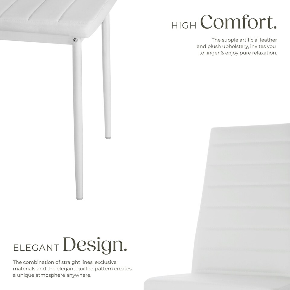image 1 of Dining Chairs - high backrest, padded, synthetic leather  - Set of 8 White