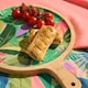 image 3 of OHS Summer Print Bamboo Picnic Serving Board Lightweight Outdoor | Green | Colourful Palm