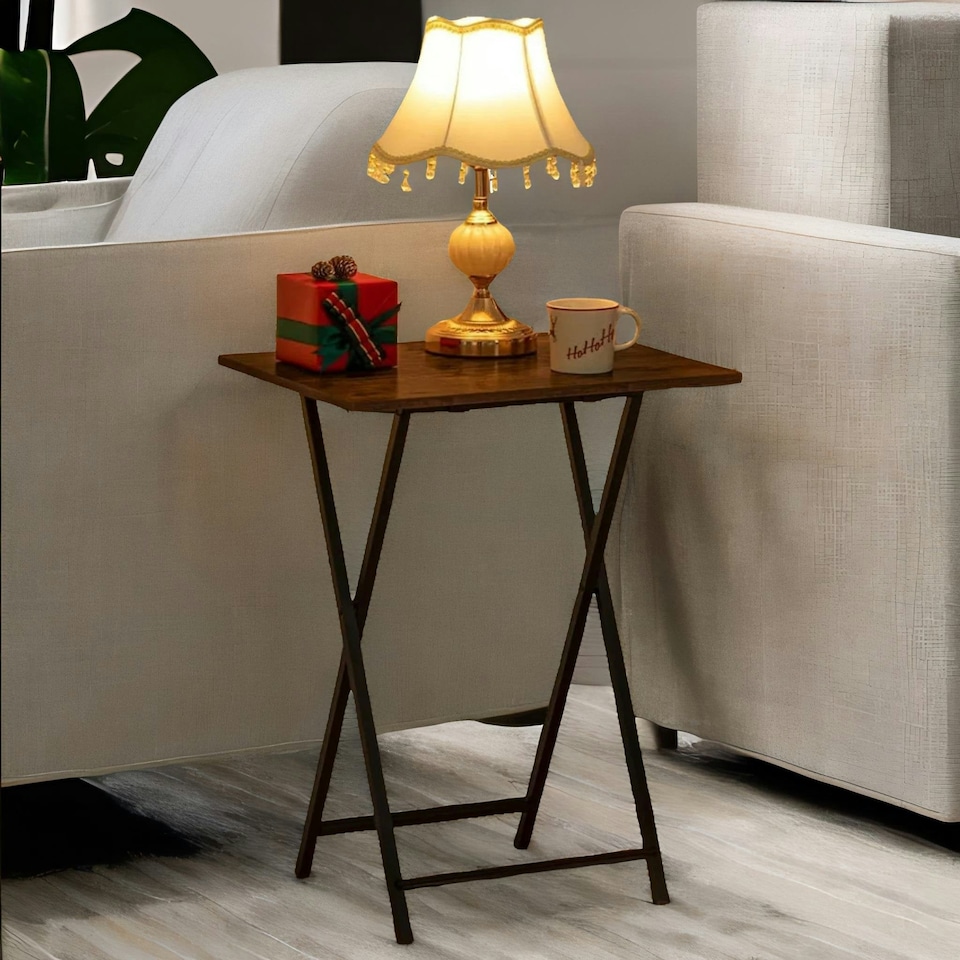 image 1 of Set of 2 Folding Tables Brown