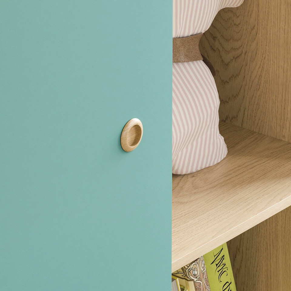image 1 of Junior Vida Neptune 1 Door Wardrobe 5 Shelves & Clothes Rail, Blue & Oak
