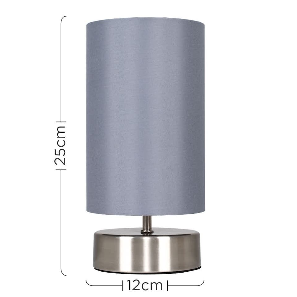 image 1 of ValueLights Francis Brushed Chrome Touch Table Lamp Grey Shade and Bulb
