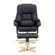 image 2 of Sorento Bonded Leather Swivel Recliner Armchair Chair w Footstool (Black)