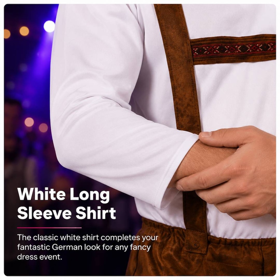 image 1 of Mens Oktoberfest Bavarian Costume Brown Lederhosen Beer Festival German Fancy Dress Outfit