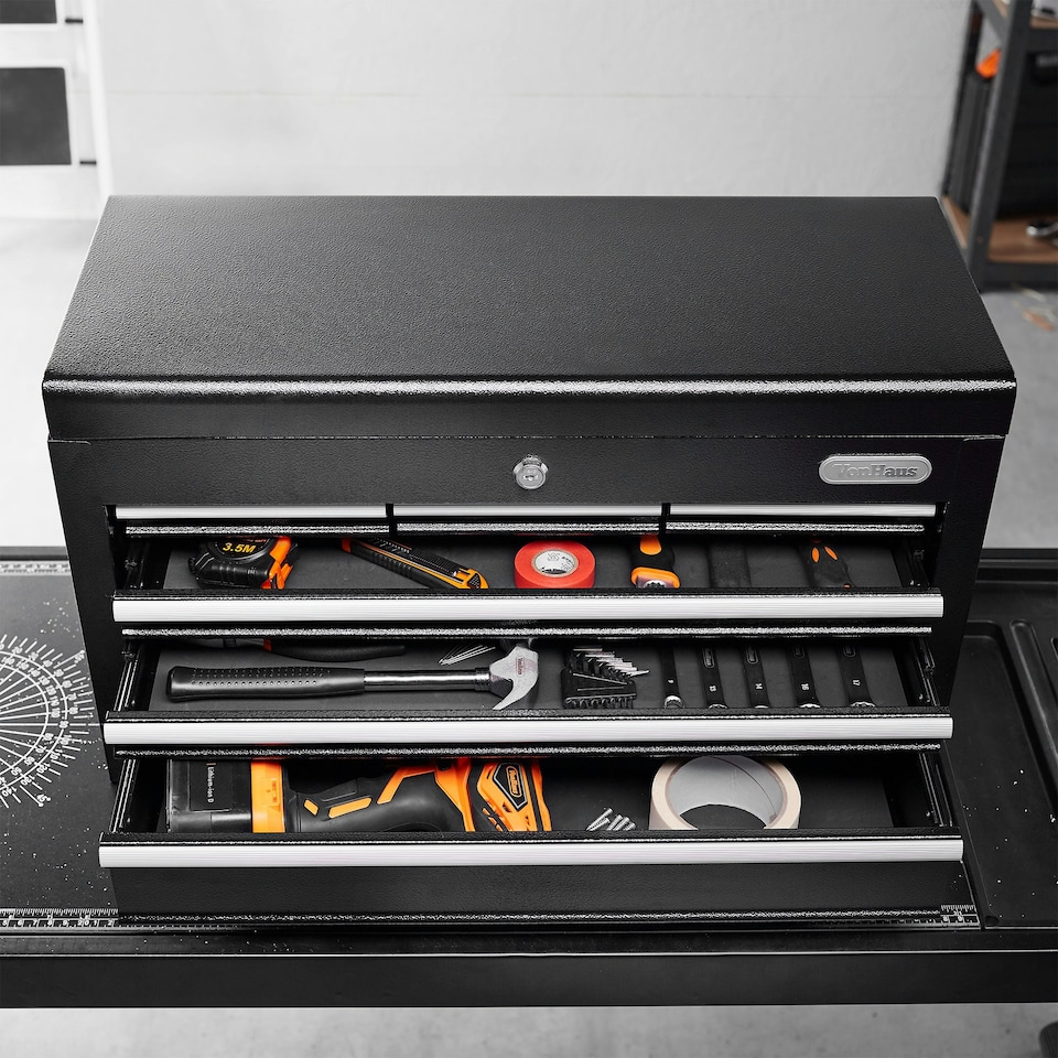 image 1 of VonHaus Topchest Tool Box  with Carry Handle & Anti-Slip Drawers