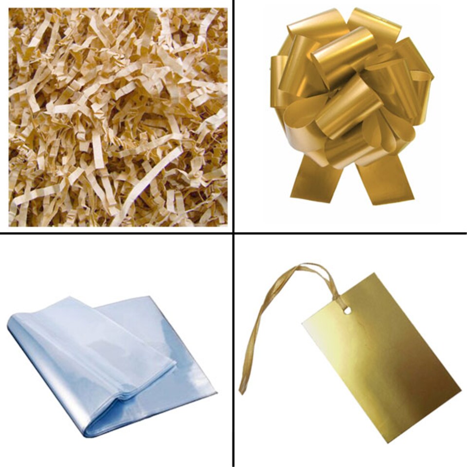 image 1 of Pet Gift Basket Kit - Paw Prints Hamper Tray with Gold Gift Wrap Accessories (30x20x6cm high)