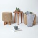 image 6 of Homescapes Linen Tall Cotton Knitted Footstool on Legs