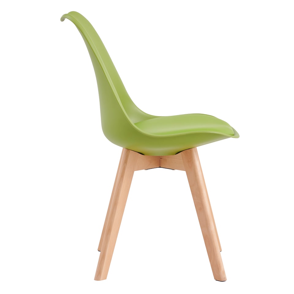 image 1 of Set of 4 Dining Chairs with Solid Wooden Legs and Seat Cushion Pads in Green - Eva by MCC