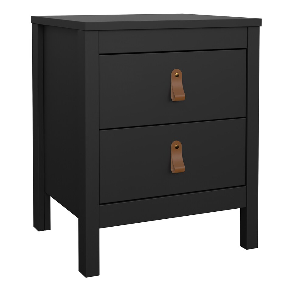 image 1 of Barcelona Bedside Table 2 Drawers in Matt Black