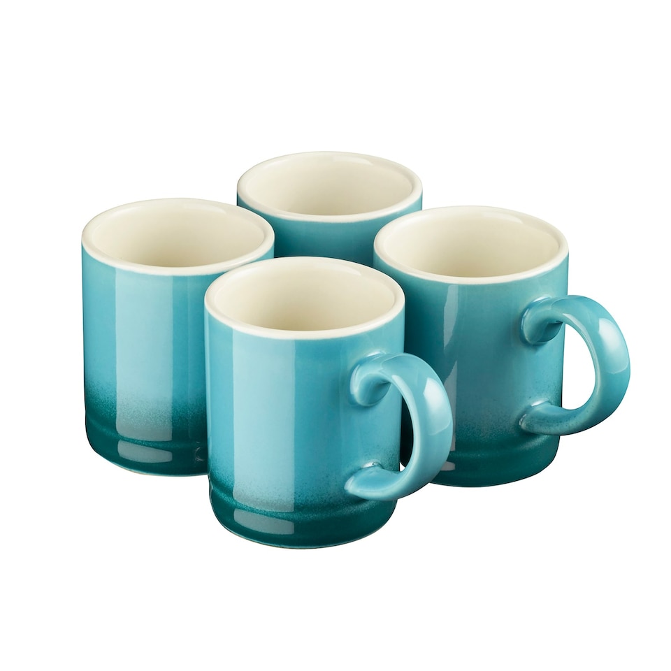 image 1 of Cooks Professional 4pc Espresso Cup Set - Stoneware Mini Mugs - 100ml | Blue | Teal