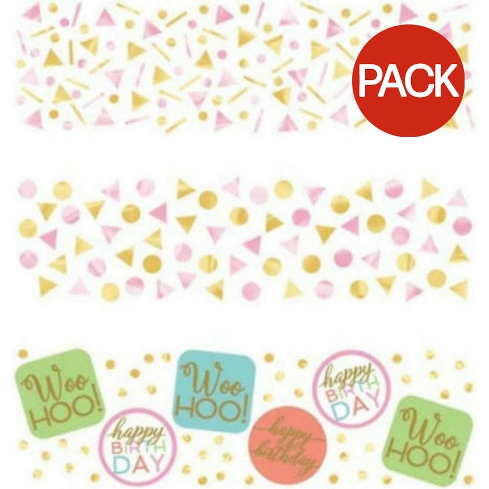 Amscan Happy Birthday Confetti (Pack of 3) - Multicoloured - One Size