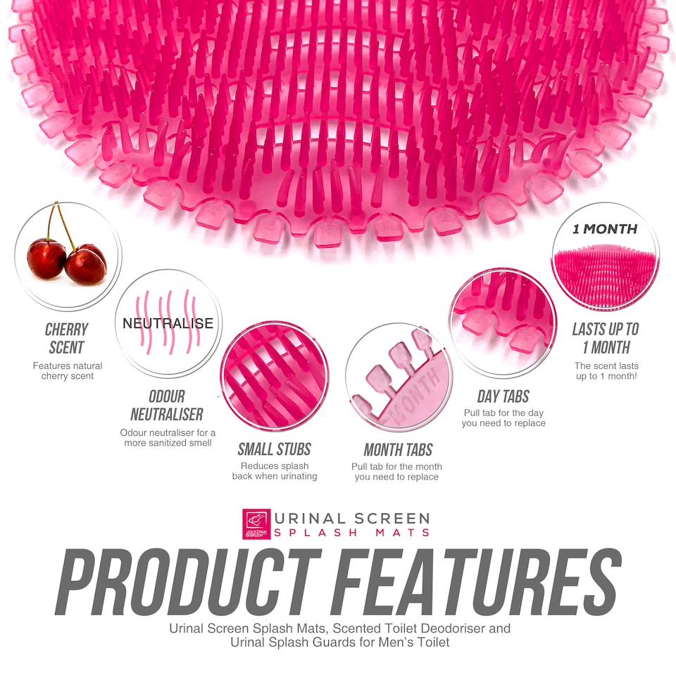 image 1 of Urinal Screen Splash Mats Scented Toilet Deodorizer and Urinal Splash Guards for Men’s Toilet