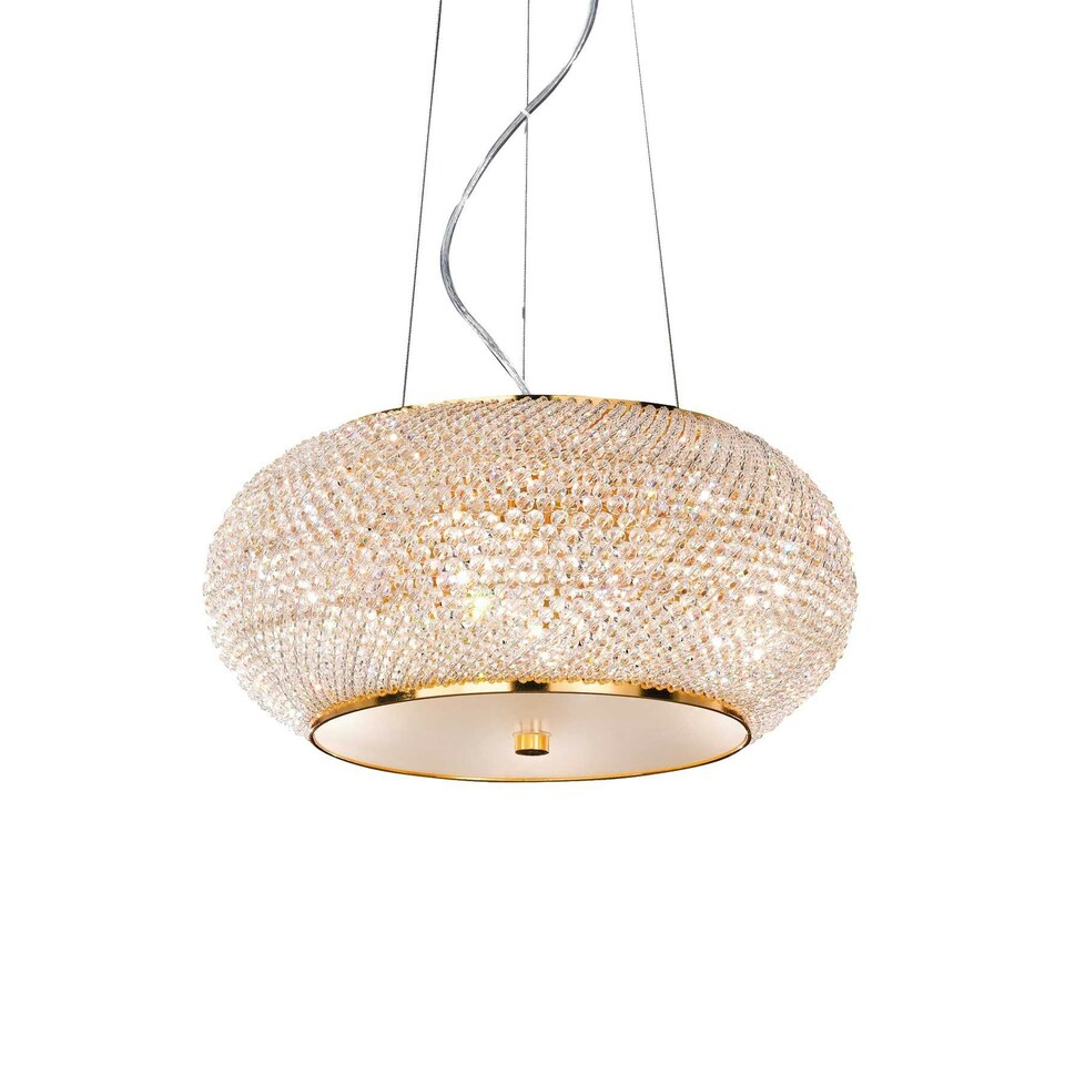 Pasha' 6 Light Ceiling Pendant Gold with Crystals, E14