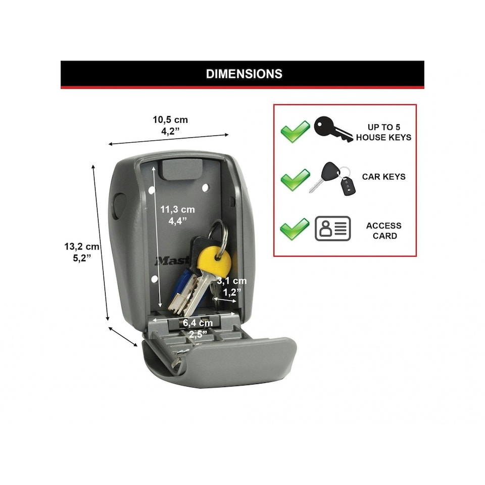 image 1 of Master Lock 5415e Wall-mounted Reinforced Key Lock Box - Multi Colour - One Size | Multi