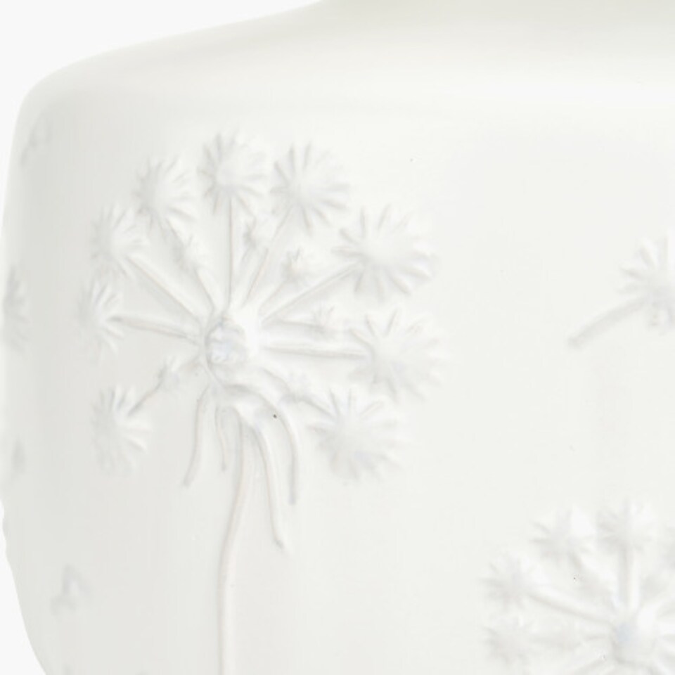 image 1 of Dandelion Flowers White Small Floral Ceramic Table Lamp | White | White | 1