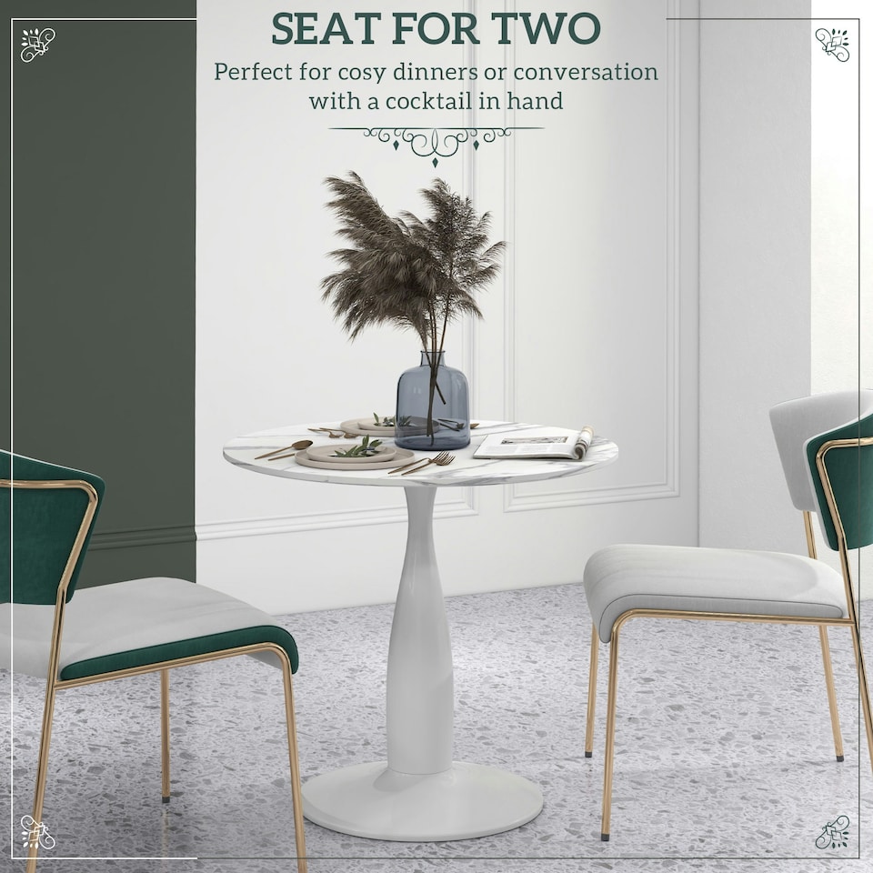 image 1 of HOMCOM Round Dining Table with Steel Base for Living Room, Dining Room
