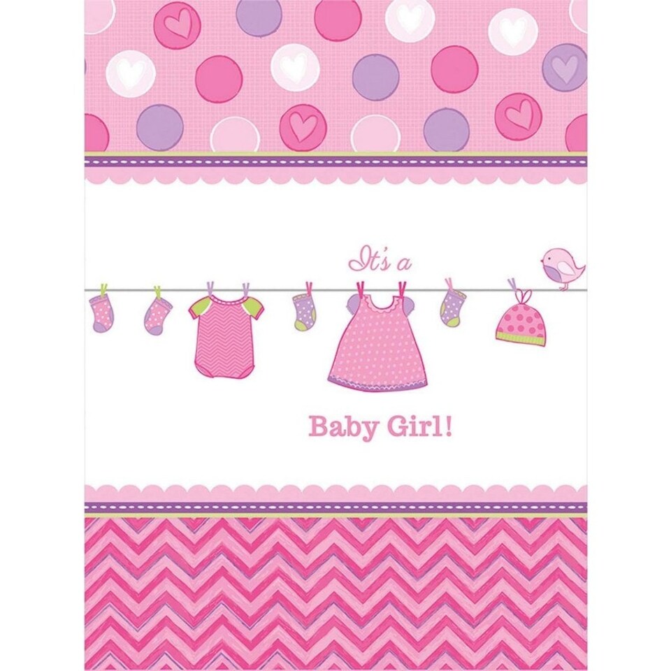 Amscan It´s A Baby Girl Paper Love Party Table Cover - Pink/White - One Size
