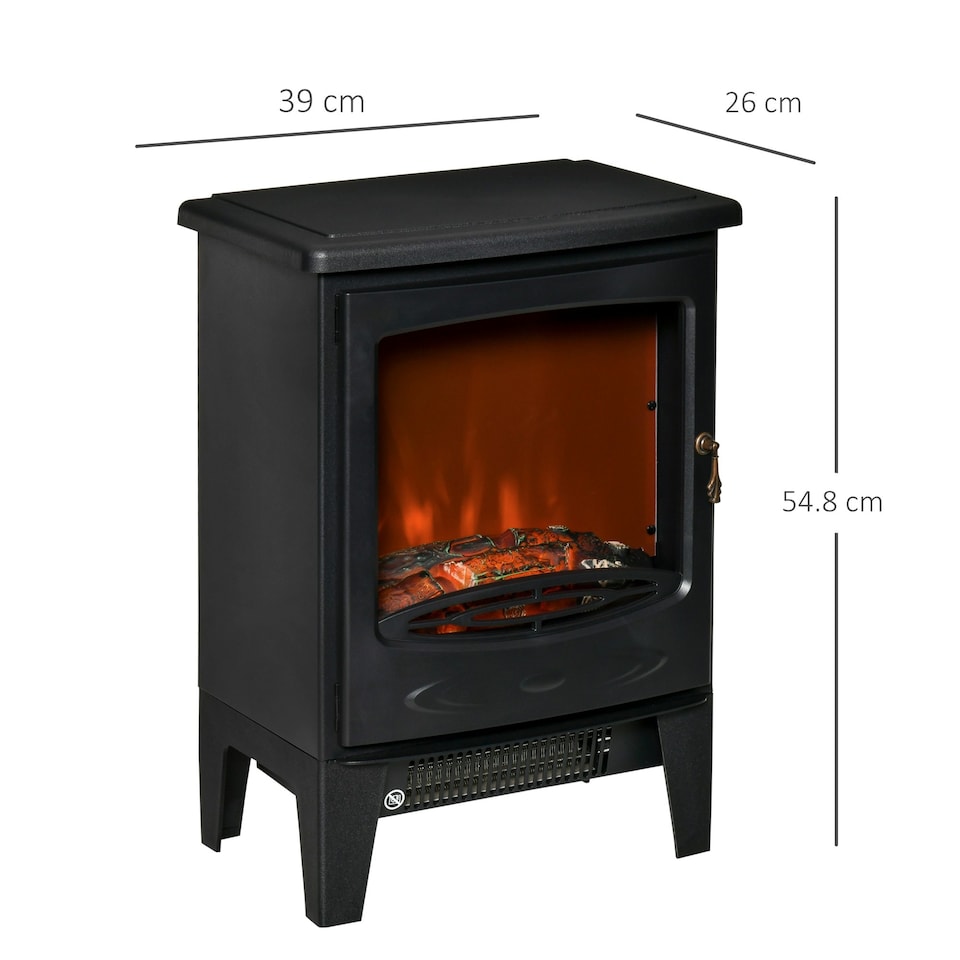 image 1 of HOMCOM Freestanding Electric Fireplace Stove Heater W/ LED Flame Effect Black