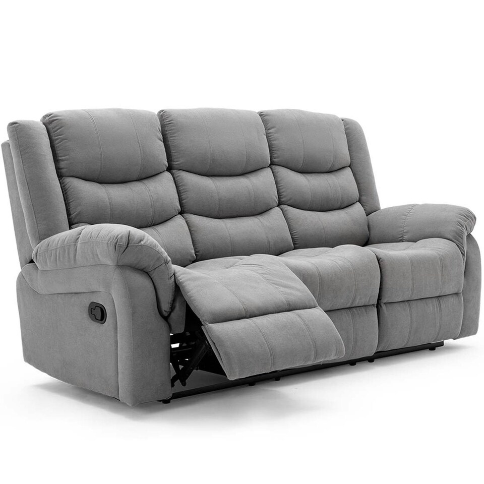 image 1 of Seattle Manual Fabric Recliner 3 Seater Sofa (Grey)