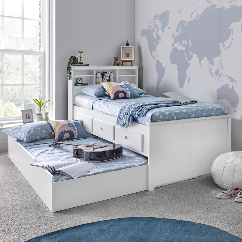 image 1 of Veera White Guest Bed With Drawers And Trundle