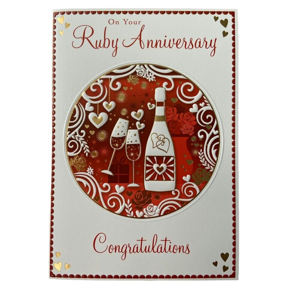 image 1 of Ruby Anniversary Celebrity Styled Congratulations Card