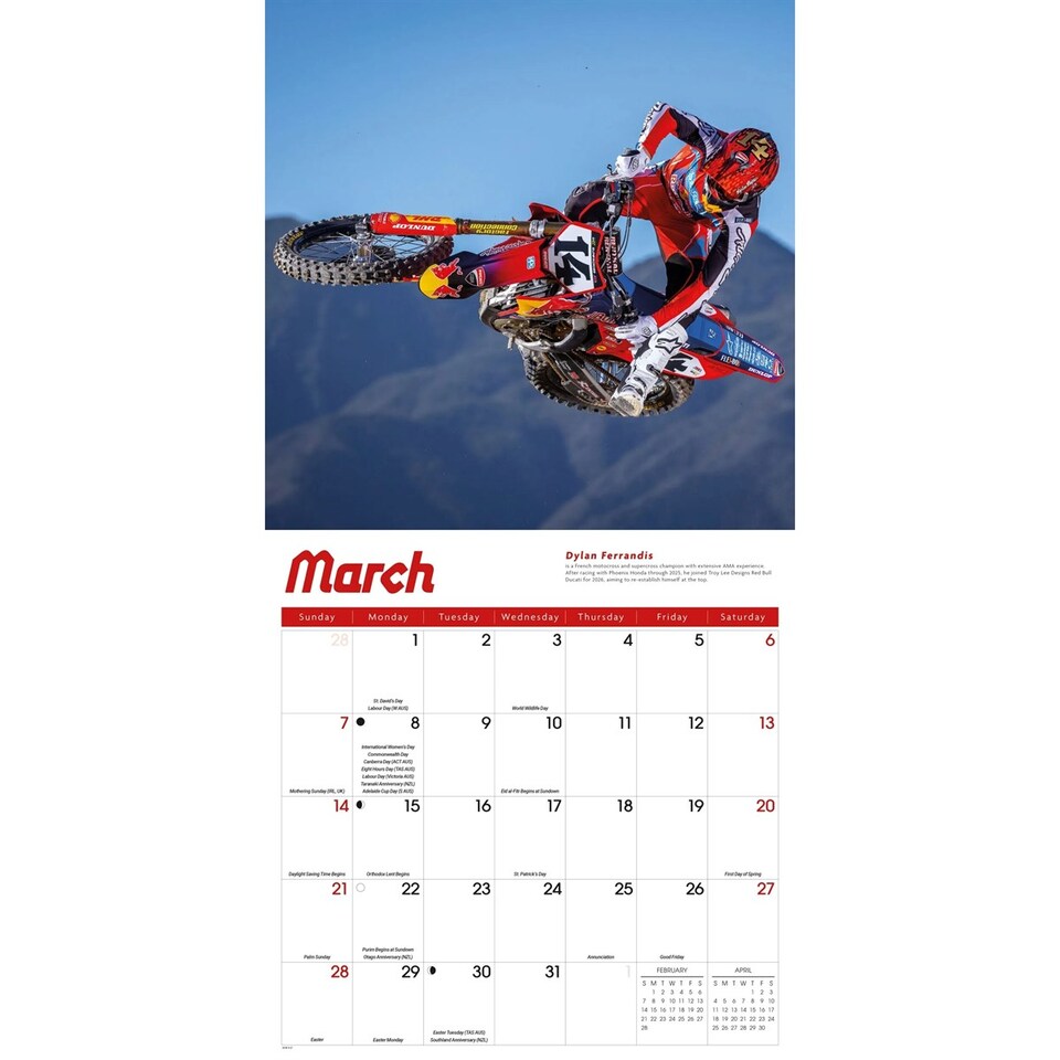 image 1 of Motorcross Calendar 2027, Wall Calendars, Month To View, Sports, Gift