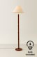 image 4 of ValueLights Bobble Walnut Floor Lamp Natural Trim Scallop Shade & Bulb | Brown