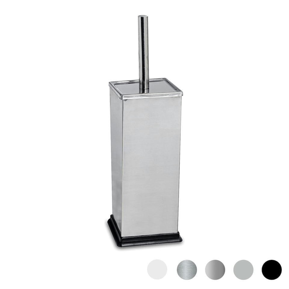 image 1 of Harbour Housewares Square Toilet Brush - Chrome Grey