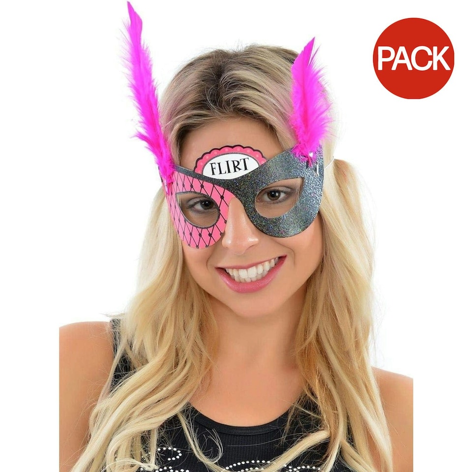 Text Hen Night Eye Mask (Pack of 6) - Black/Pink/White - One Size