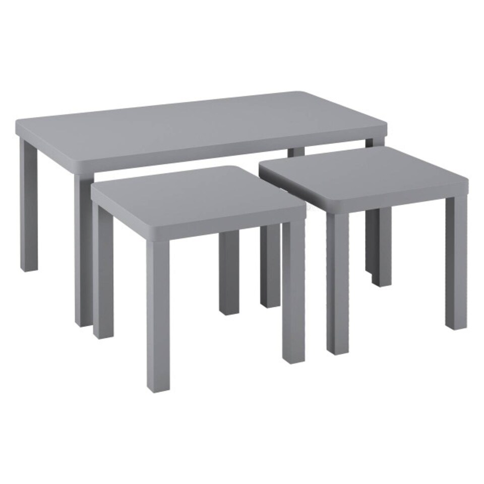 image 1 of URBNLIVING Wooden Nesting Stacking Tables Set Of 3 | Multi | Grey | 3