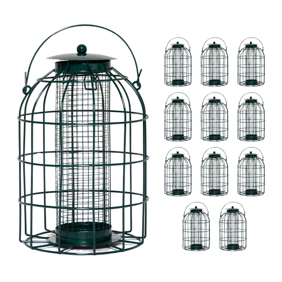 image 1 of Pack of 12 Wild Bird Hanging Nut Feeder with Squirrel Guard