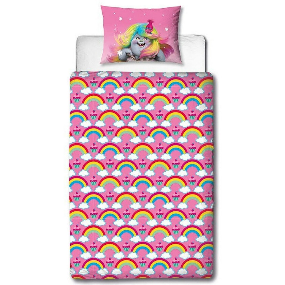 image 1 of Trolls Dreams Rainbow Duvet Cover Set - Pink/Blue - Single Pink | Single