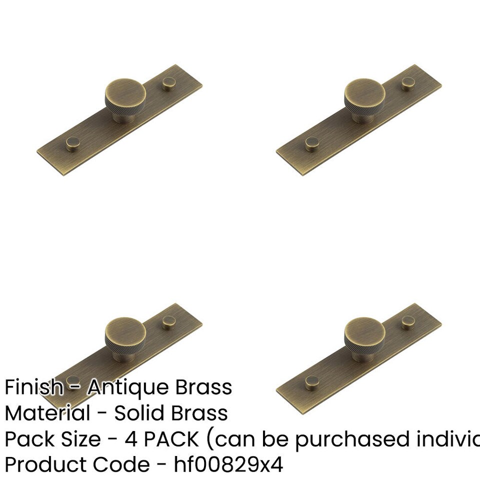 image 1 of 4 PACK 30mm Antique Brass Cupboard Knob with Elegant Backplate Design - Kitchen Cabinet Knob