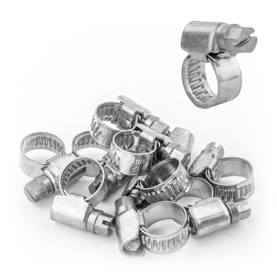 image 1 of KCT Universal 8-12mm Stanless Steel Clips for Hose Pipe - 10 Pack