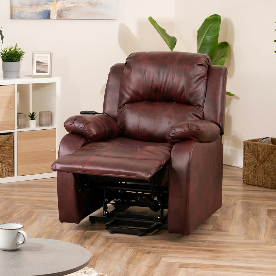 image 1 of Northfield Dual Motor Massage Heat Riser Recliner Chair - Burgundy