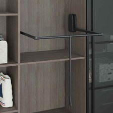 FittingsCo, PullDown Wardrobe Rail, Extends 600 to 850mm Width, Soft Close, 15kg Capacity, Anthracite