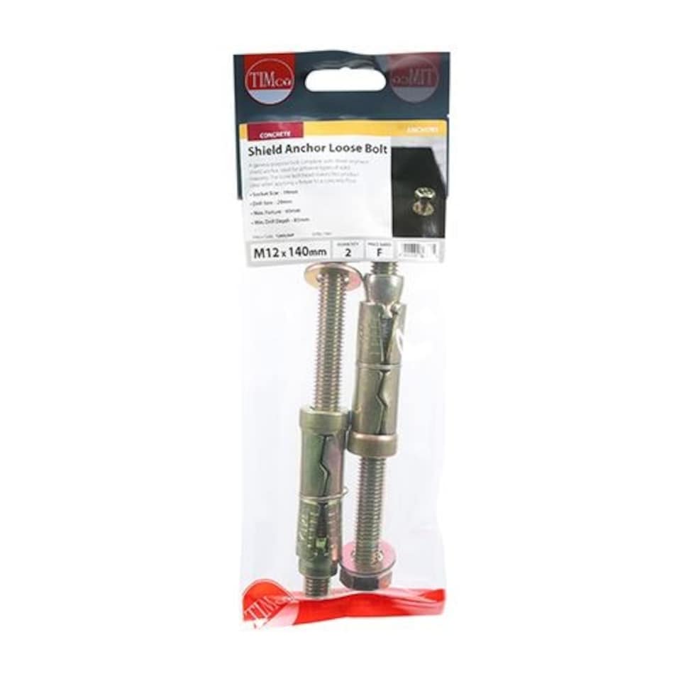 image 1 of Timco - Shield Anchor Loose Bolts - Yellow (Size M12:60L (M12 x 140) - 2 Pieces)