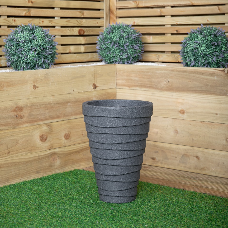 image 1 of 33cm x 48cm Large Plastic Trojan Garden Plant Pot in Dark Grey