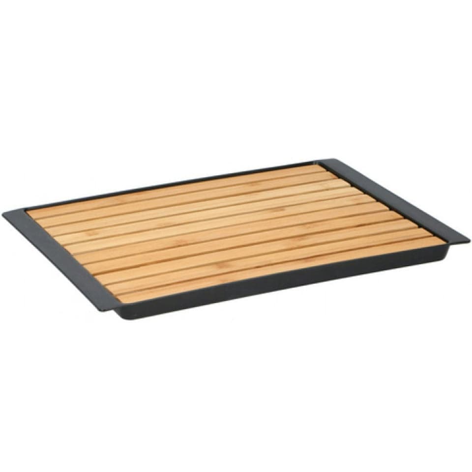 image 1 of Bamboo Wooden Cutting Board With Crumb Catcher Tray Bread Chopping Slicing Board N/A