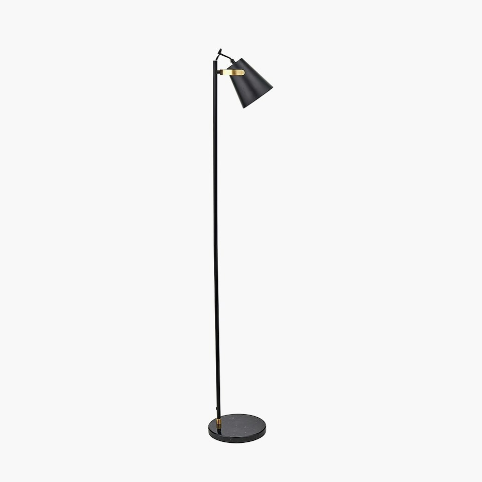 image 1 of Black and Brushed Brass Task Floor Lamp Black | Gold