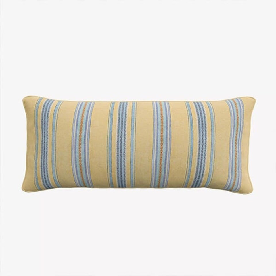 image 1 of Sanderson Enys Garden Cushion Indigo & Ochre 70X30cm