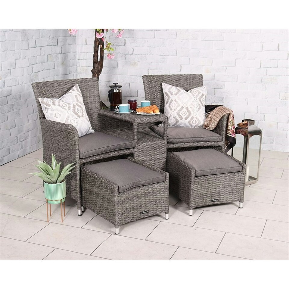 image 1 of Companion Garden Set with Pull-Out Footstools Including Cushions