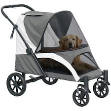 PawHut Easy Folding Pet Stroller for Large Dogs Grey