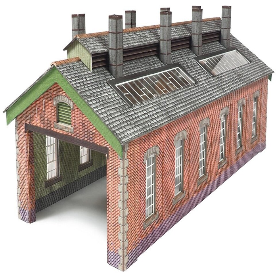image 1 of Metcalfe Double Track Engine Shed Red Brick Card Kit
